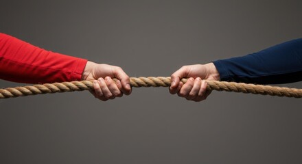 Two hands gripping a rope in a tug-of-war competition