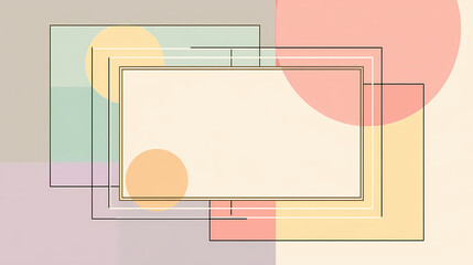 Pastel themed birthday card design featuring clean geometric lines muted color tones and an empty central space for adding a custom message or text. muted contour. Illustration
