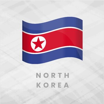 Vibrant Animated North Korea Flag Waving with Bold Red, Blue, and White Stripes and Red Star Emblem Representing Sovereignty, Unity, and East Asian National Pride