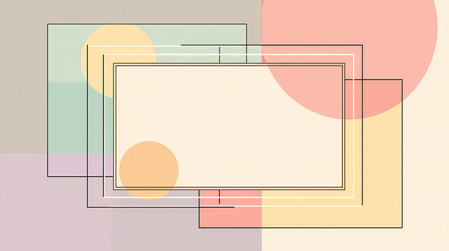 Pastel themed birthday card design featuring clean geometric lines muted color tones and an empty central space for adding a custom message or text. muted contour. Illustration