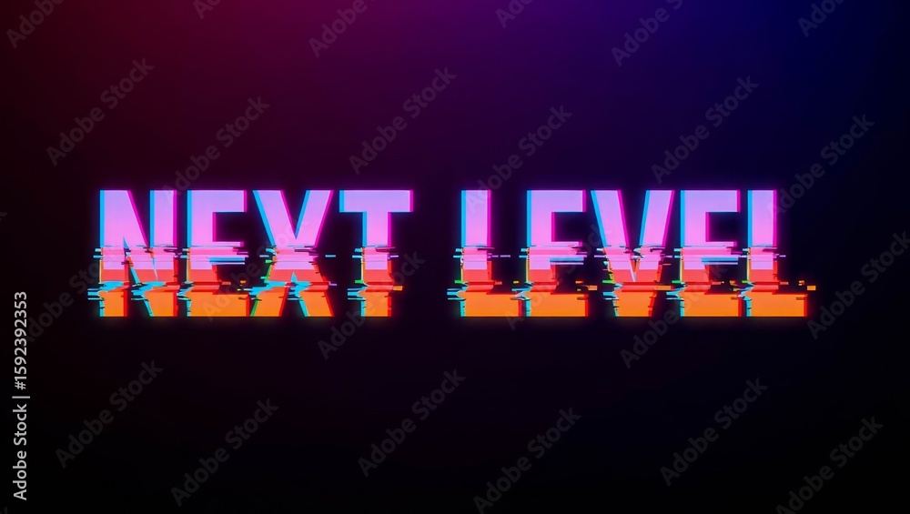 Fototapete next level text with screen effects of technological glitches.