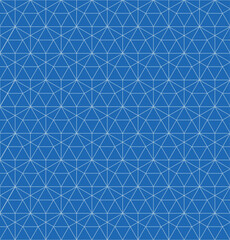 Blue geometric pattern creating a seamless tessellation of triangles