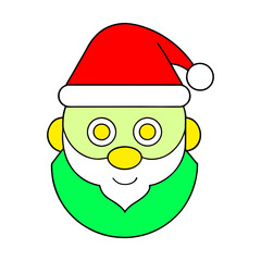 outline vector illustration of a santa claus face