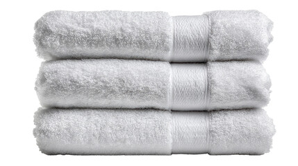 Stack of fresh white towels, soft, absorbent luxury for spa and bath fresh,
