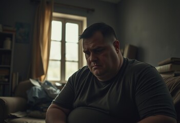 Fototapeta premium Somber portrait of a contemplative male