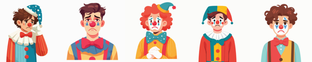 sad expression clown character vector