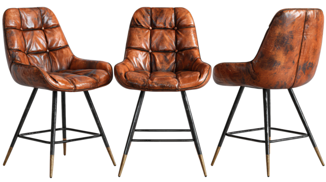 Elegant leather chairs with modern metal legs, a sophisticated seating solution for your home or office