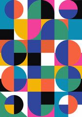 Abstract geometric background. Bauhaus, Memphis minimalist retro poster graphic vector illustration.