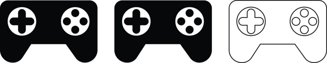 game console icon, gamepad icon, video game controller vector silhouette and outline icon