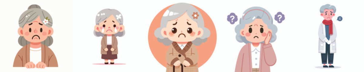 sad expression grandmother character vector