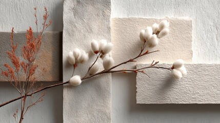 Minimalist Composition of Natural Elements and Textures in Neutral Tones