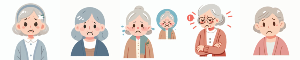 sad expression grandmother character vector