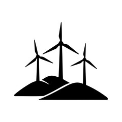 Wind Turbine on High Hills Icon: Symbol of Clean Energy and Elevation