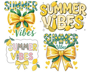 Summer vibes lemons and bows clipart