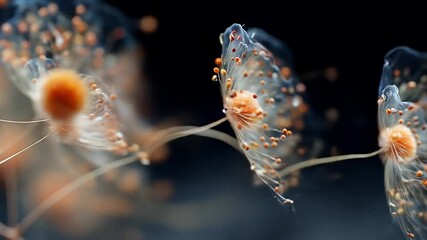 Abstract macro of bioluminescent organisms with spherical shapes - Powered by Adobe