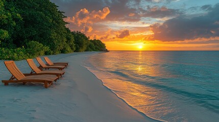Tropical sunset beach scene