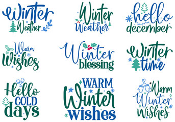 Blue and green warm winter wishes quotes