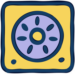 Fototapeta premium A stylized, cartoonish illustration of a security safe or vault.