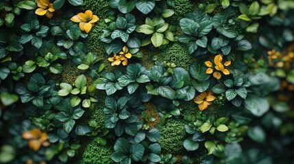 Vibrant wall of diverse plants