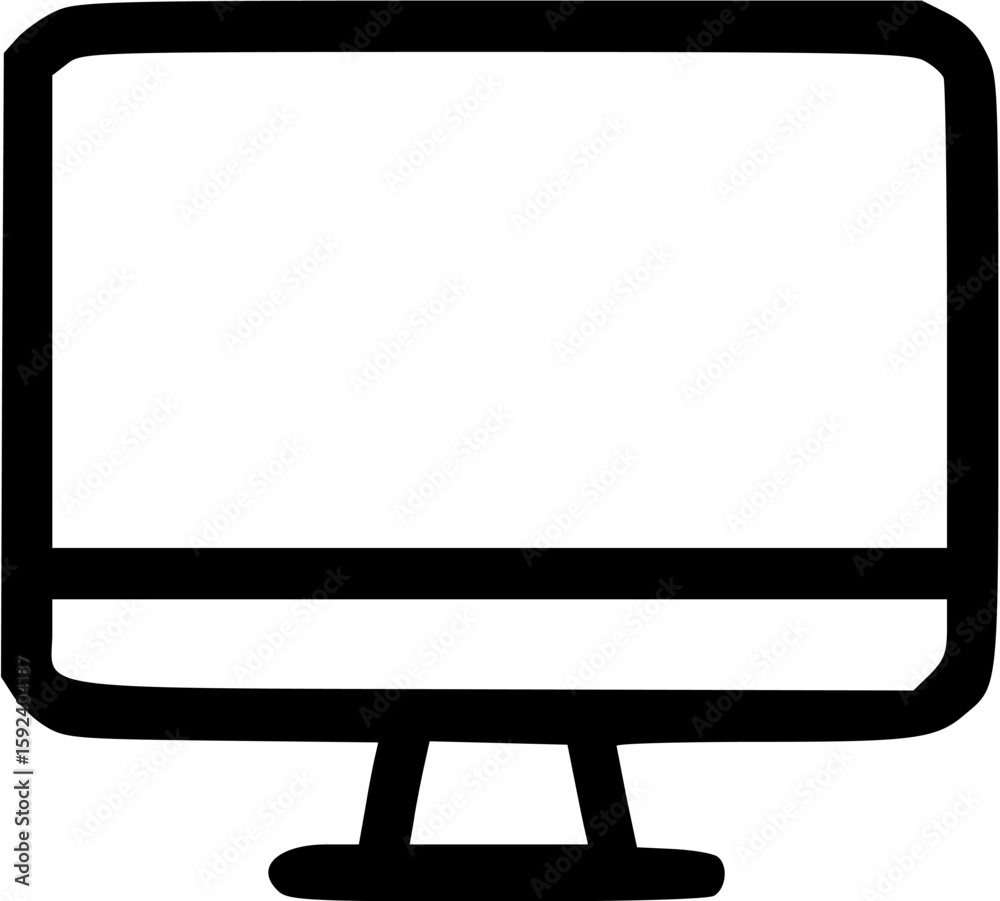 Fototapete simple line drawing of a desktop computer monitor, blank screen.