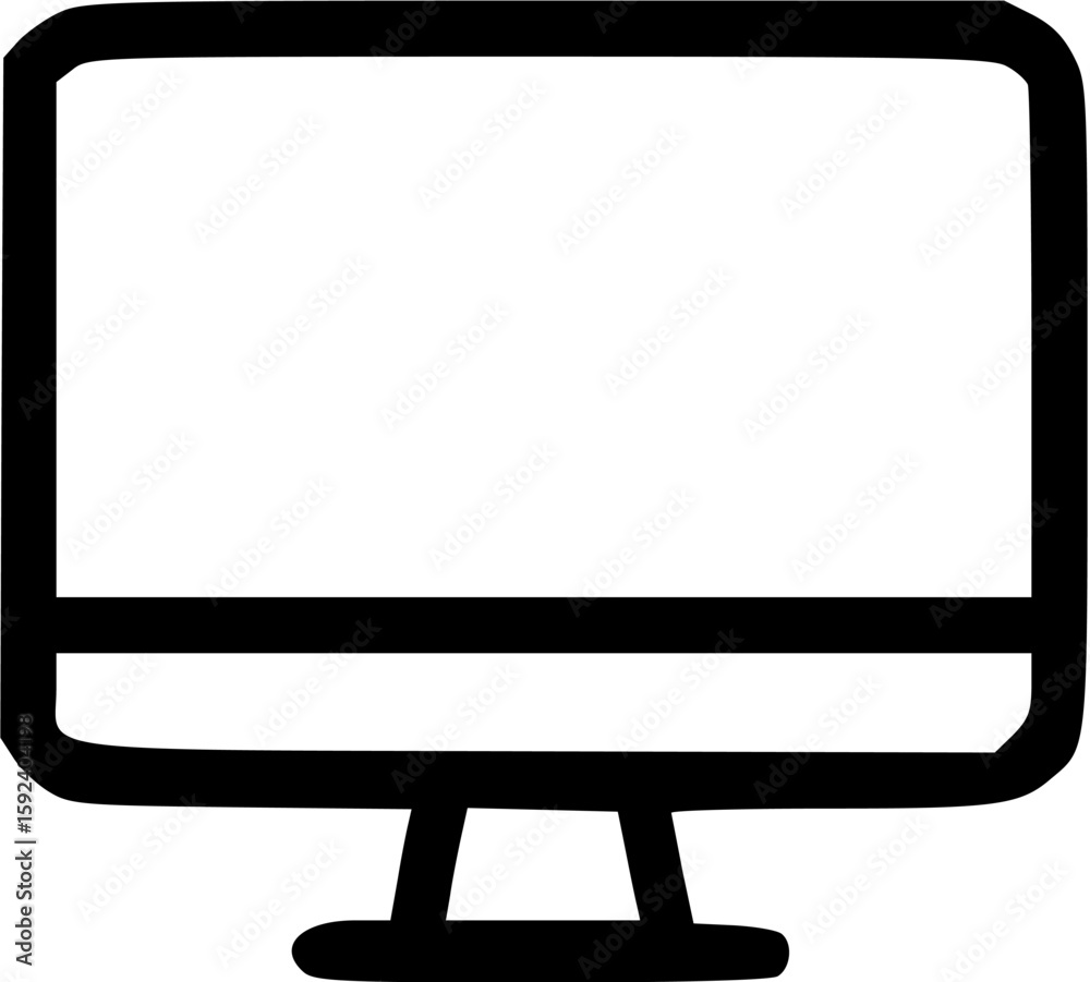 Fototapete simple line drawing of a desktop computer monitor, blank screen.