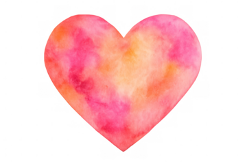 Hand-painted watercolor heart representing love, affection, and valentine's day, isolated on a transparent background
