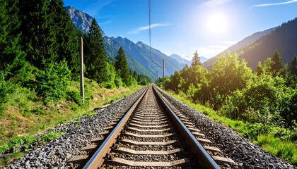 Fototapeta premium Mountain Railroad Landscape