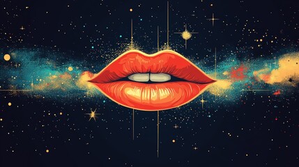 Red lips kiss the cosmos