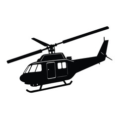 Black Silhouette Helicopter Vector Graphic Illustration