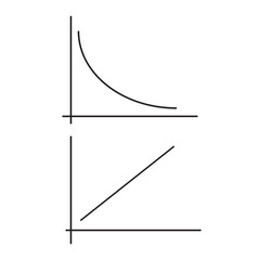 sketch of liner regression algorithm, sketch of arrow, linear regression icon, curve graph