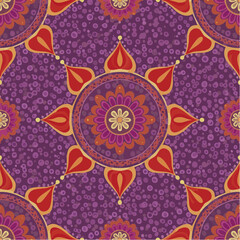 retro floral medallion pattern in olive and cream subtle flat vector seamless design