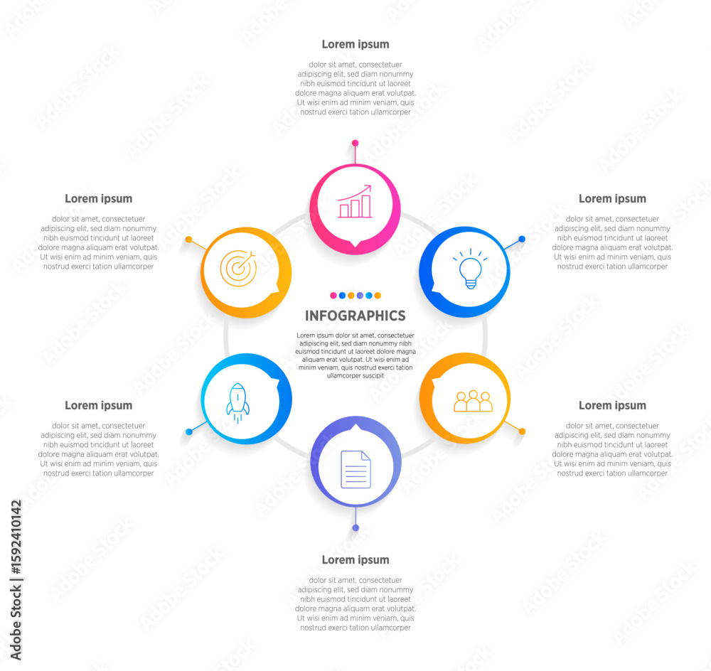 Wall mural modern vector infographic label design with circle infographic template design and 6 options or step
