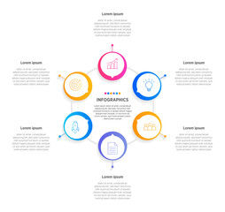 Modern Vector infographic label design with circle infographic template design and 6 options or steps. Can be used for process diagram, presentations, workflow layout, banner, flow chart, info graph.