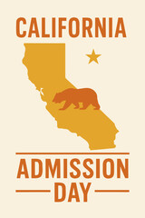 California admission day illustration with bear shape and gold color