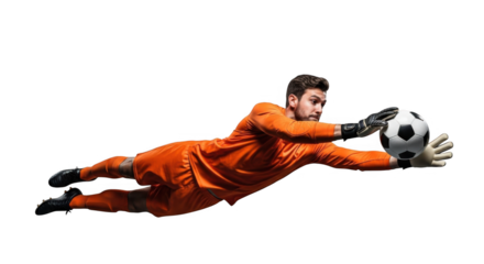 Football Goalkeeper Diving Catching Ball PNG