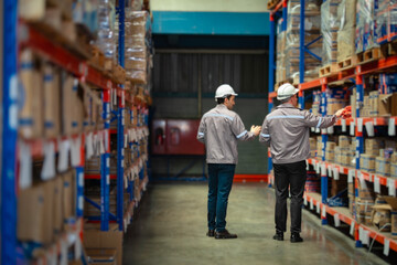 Industrial supervisors pausing mid-discussion. Practical for showing teamwork, safety culture, and...