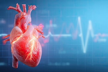 3D medical illustration of a human heart