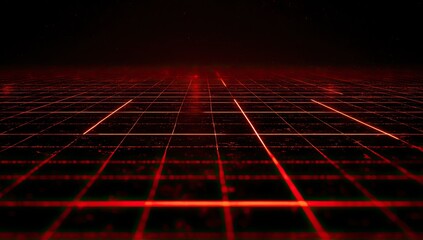 Red grid digital landscape