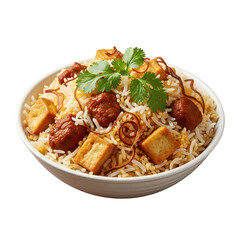 Delicious Tofu Biryani with Garnish.
