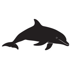 Fototapeta premium Striking silhouette of a dolphin gracefully swimming in a monochrome design