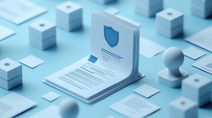 Light blue documents and forms