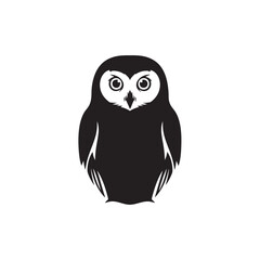 Naklejka premium Stylized black and white owl illustration with big eyes and plumage