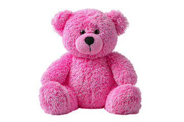 Pink teddy bear sitting down
