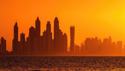 Sunrise cityscape silhouette