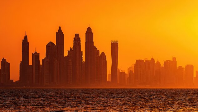 Sunrise cityscape silhouette