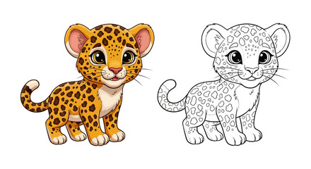 Adorable Cartoon Baby Tiger Sitting with a Happy Expression: Two Styles