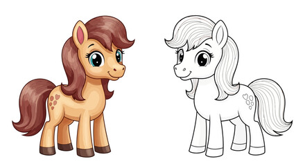 Playful pony with a wavy mane and kind expression shown in two artistic versions (2).jpg
