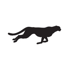 Silhouette of a graceful cheetah running with power and elegance on white