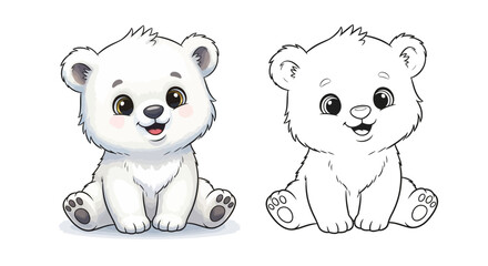 polar bear cub with fluffy fur big round eyes and a happy smile shown in two styles (2).jpg