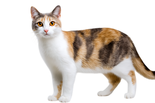 Calico cat on black background